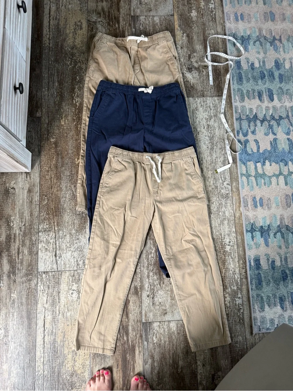 2 listings for $30 sale: 3 pair wonder nation pants 2 khaki , 1 navy blue